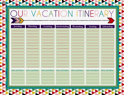 Vacation Itinerary Template | Vacation itinerary template, Vacation calendar, Vacation itinerary