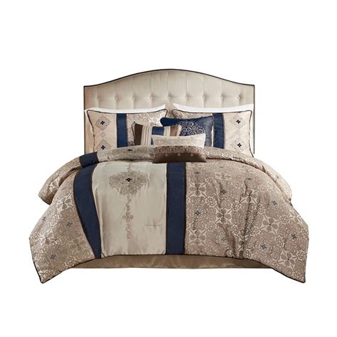 Madison Park Donovan 7 Piece Jacquard Comforter Set With Throw Pillows
