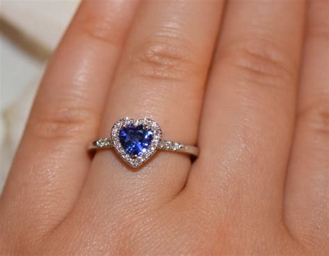 Valentine S Day Ring Diamond Engagement Ring Blue Sapphire Wedding