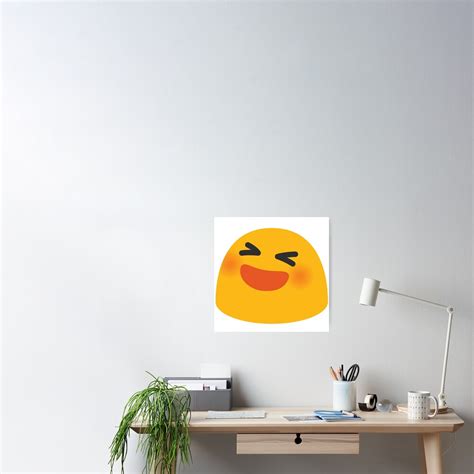 Smiling Face With Open Mouth And Tightly Closed Eyes Emoji Poster For