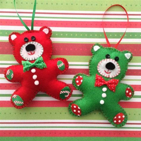 Teddy Bears Ornaments Christmas Decor Ornaments Handmade And Design In Felt Material Felt