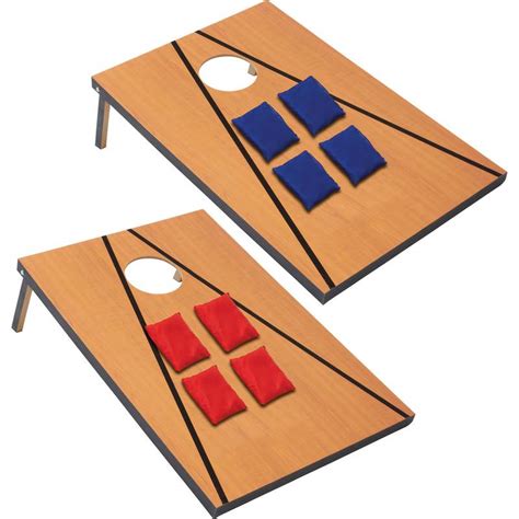 The boxes are placed 30 feet apart from the center of the hole to the center of the other hole. Maxam 11pc Bean Bag Toss Game includes Carrying Case and 2 ...