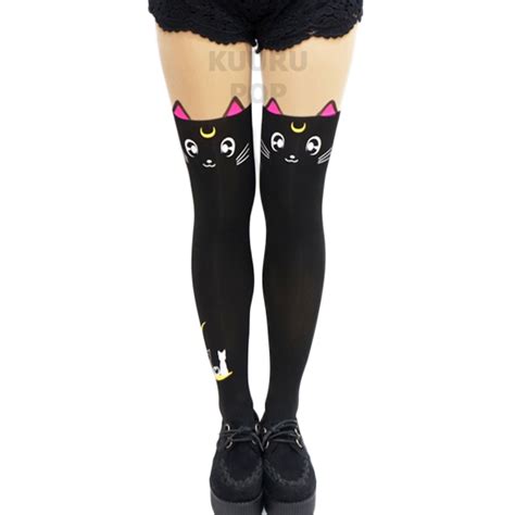 Sailor Moon Luna Tights Sailor Moon Luna Stockings Thigh High Stockings