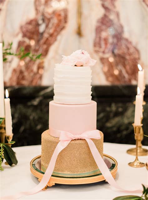 Blush Pink Gold Wedding Cake Viennese Wedding Inspiration At Hotel