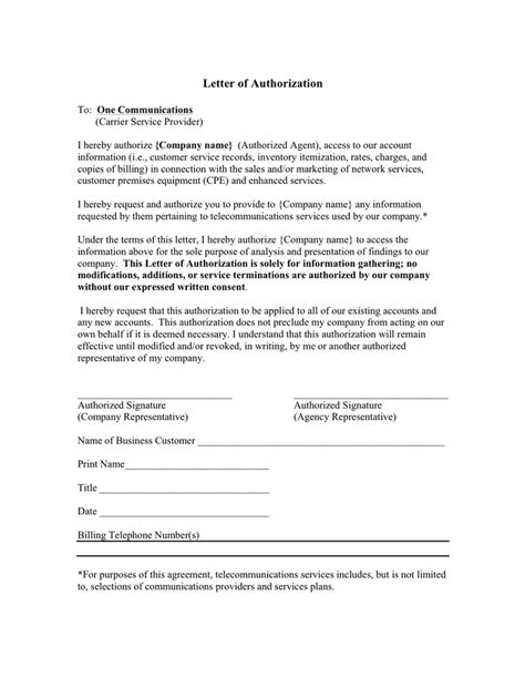 Letter Of Electrical Authorization