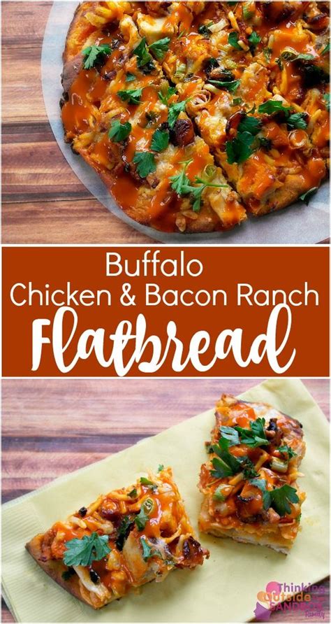 Avocados, bacon, tortilla strips all drizzled with cool and creamy ranch. Buffalo Chicken Bacon Ranch Flatbread | Chicken bacon ...