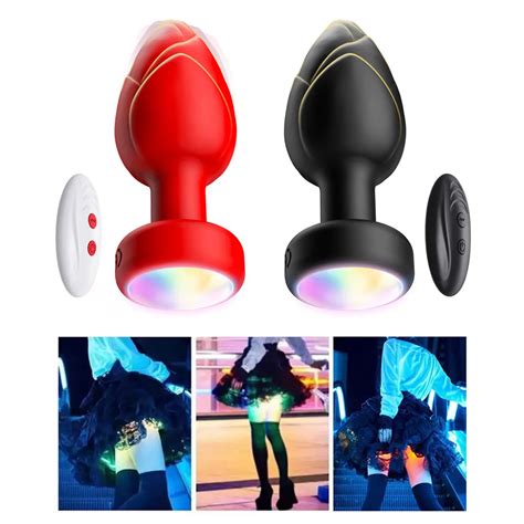 Silicone Anal Vibration Prostate Massager Remote Control Adult G Spot Led Light Anal Plug Sex