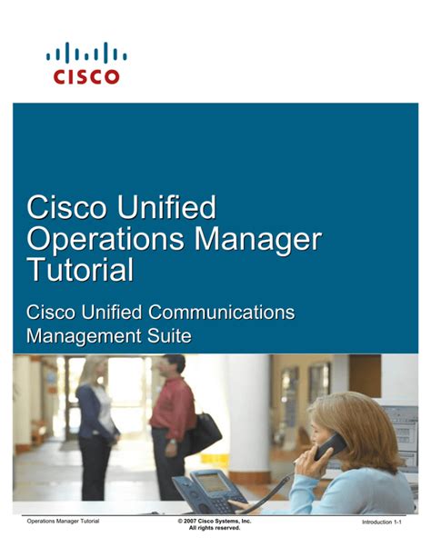Cisco Unified Operations Manager Tutorial Cisco Unified Communications