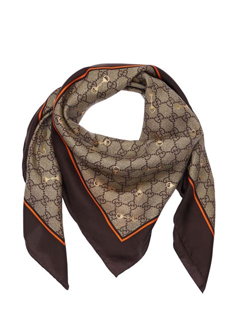 Gucci Gg Supreme Jacquard Horsebit Print Silk Scarf In Neutrals Modesens