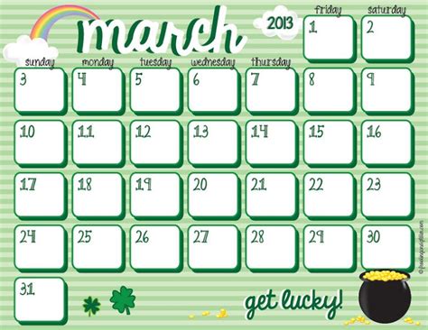 March 2013 Calendar Printable Word Searches