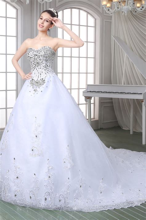 White Strapless Ball Gown Wedding Dress White Organza Ball Gown Strapless Wedding Dresses With