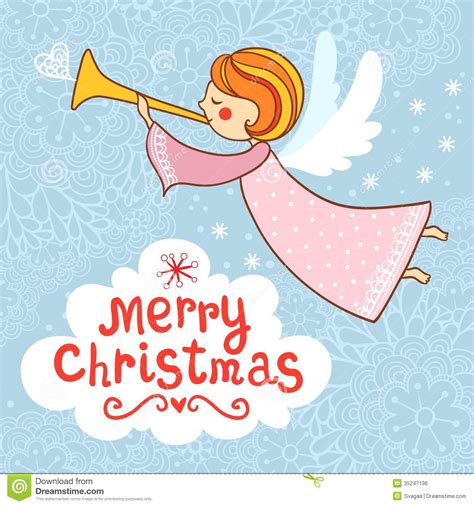 Bright Holiday Background With Small Funny Angel Stock Vector