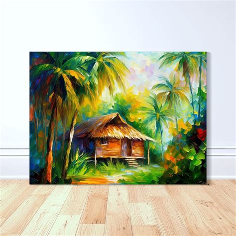 Bahay Kubo Rainforest Retreat Canvas Art Print Philippines Art Oil