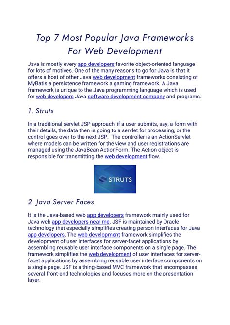 Ppt Top 7 Most Popular Java Frameworks For Web Development 2
