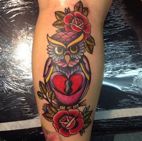 Super Girly Owl On The Back Of My Calf Artist Vicky Coleman Of Yer