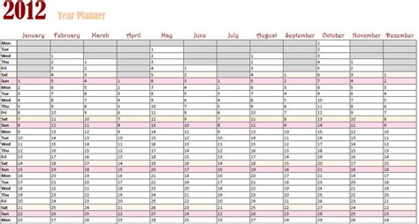 Blank Yearly Spreadsheet White Gold