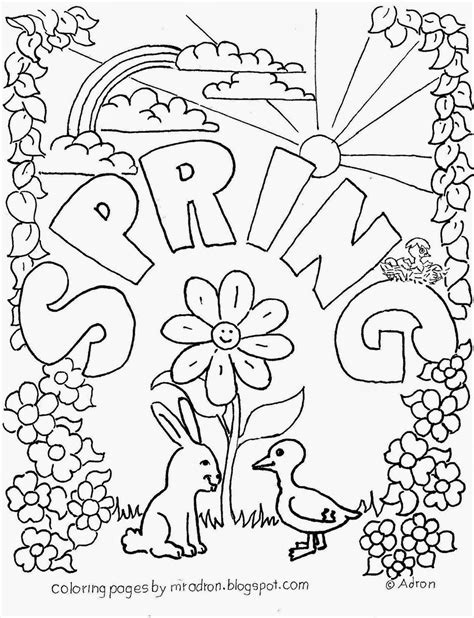 Spring flowers, blossom trees, birds with their chicks, holidays, weather, nature and other spring scenes colouring sheets. Spring Coloring Page Coloring Page Free Spring Coloring ...