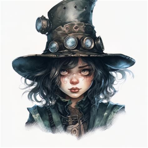 Premium Ai Image Watercolor Cute Witch Book Character Illustration