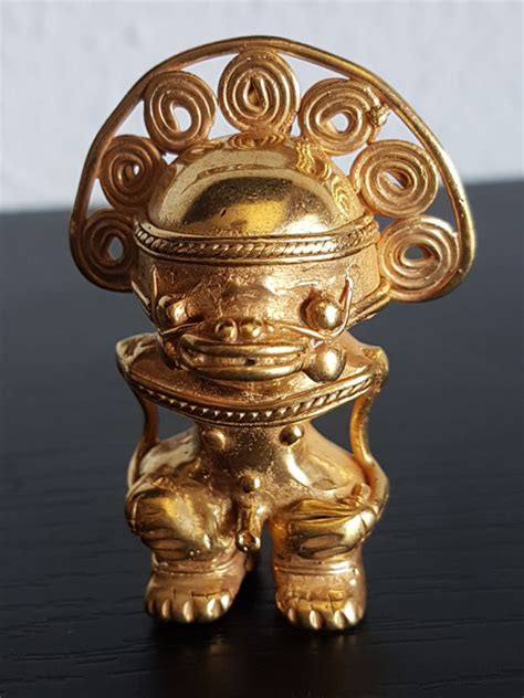 Pre Columbian Figure Tumbaga Gold Artifact 50 X 33 X 21 Mms 2400