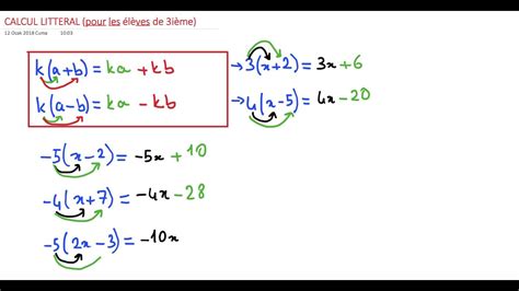 Calcul Littéral Et Simple Distribution Pour Les élèves De Troisième