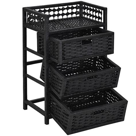 Buy Costway 3 Drawer Storage Unit Tower Shelf Wicker Baskets Storage