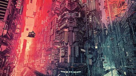 Cyberpunk City Futuristic Spaceships Towers Artwork Sci Fi Hd