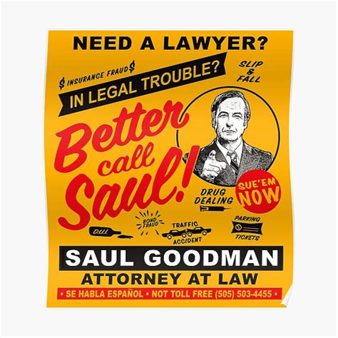 Better Call Saul Posters Need A Lawyer Then Call Saul Poster Rb0108
