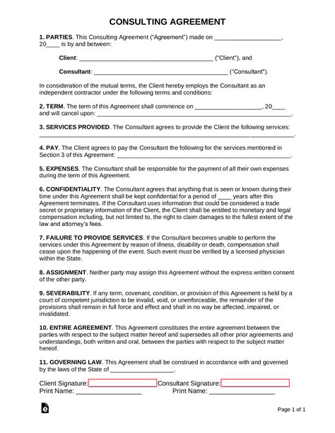 Free Consulting Agreement Template With Retainer Pdf Word Eforms