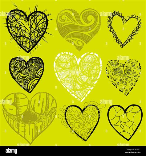 Set Of Hand Drawn Hearts Vector Stock Vector Image And Art Alamy