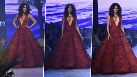 Lakme Fashion Week 2023 Taapsee Pannu Looks Majestic In Red Sequin Gown As She Walks For