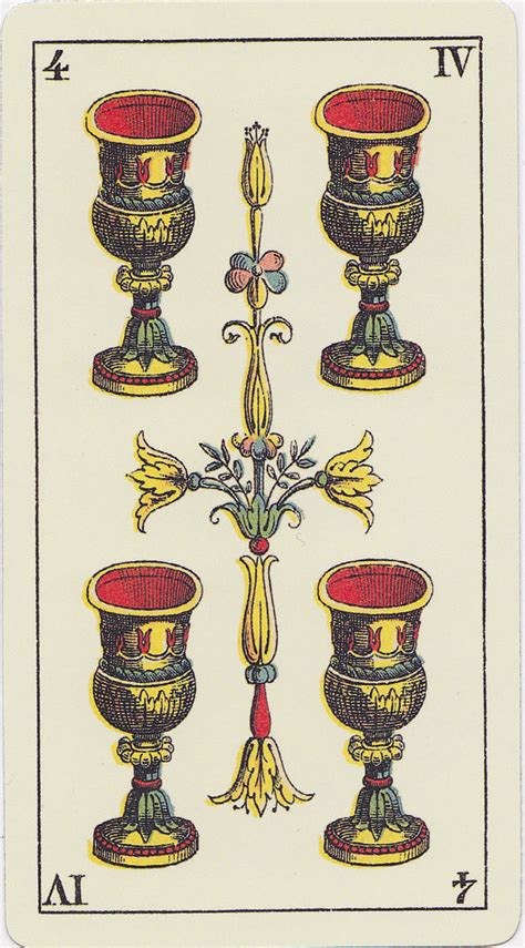 What is the meaning of the four of cups tarot card? Four of Cups Art and Meaning: Queen of Tarot