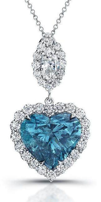 Blue Heart Diamond Necklace Heart Necklace Diamond Jewelry Diamond