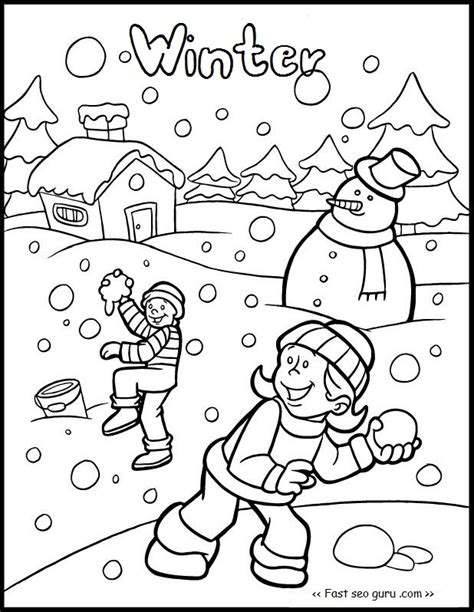 Printable Kid Snowball Fight Game Coloring Page Coloring Home
