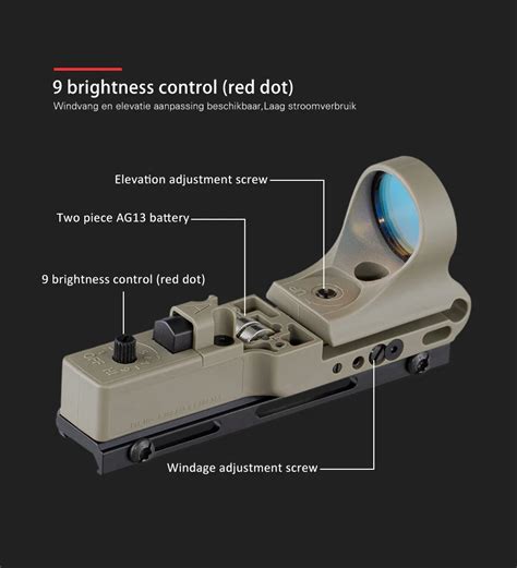 Tactical Red Dot Scope Ex Element Seemore Railway Reflex Red Dot Sight Color Optics
