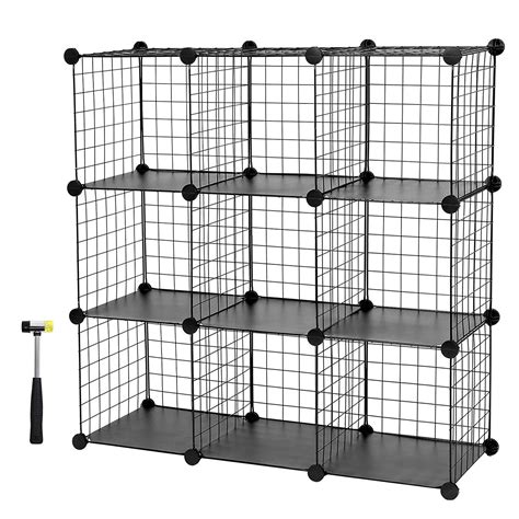 Songmics 9 Cube Metal Wire Storage Rack Interlocking Shelving Unit