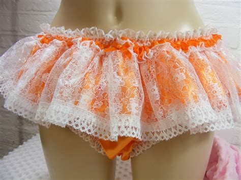 Premium Sissy Panties Frilly Silky Satin With Lace Overlay And Skirt