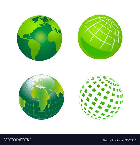 Set Of Green Globe Icons Royalty Free Vector Image
