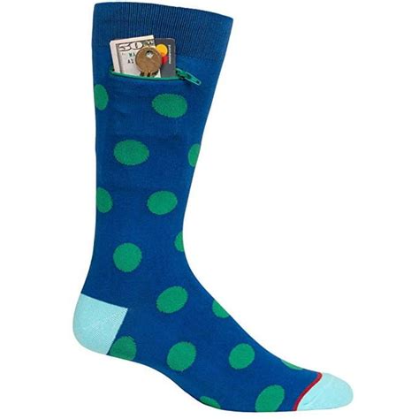 Pocket Socks Mens Pocket Socks Blue With Green Polka Dots Crew Soft