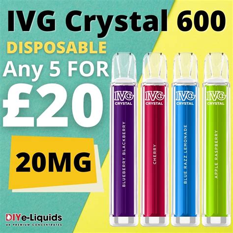 Ivg Crystal Disposable 5 Pack Vapes Bar 600 Puffs £2000 Vape