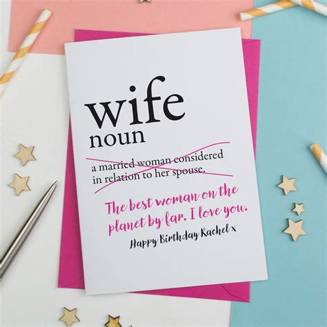 Gifting is the best way to fill her with immense excitement and joy. Dictionary Wife Personalised Birthday Card - A is for Alphabet