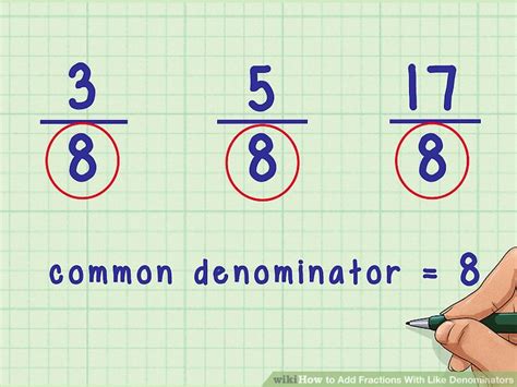 The denominator is the number on the bottom. How to Add Fractions With Like Denominators: 15 Steps