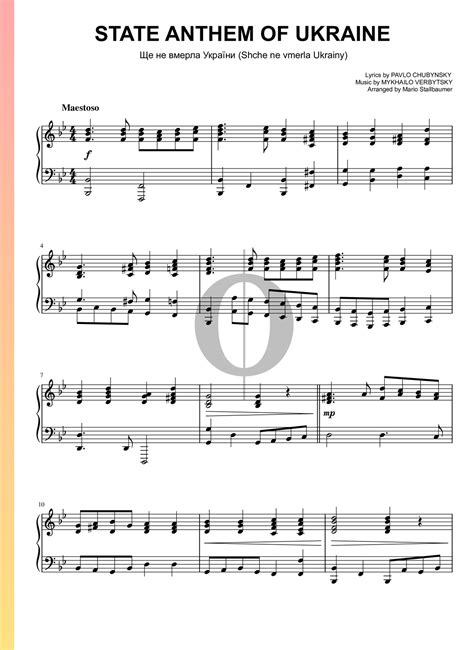 Ukraine National Anthem Sheet Music Piano Solo Oktav