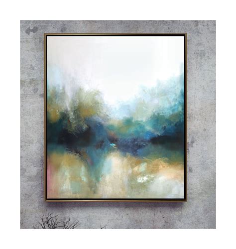 Oversized Wall Art Teal And Earth Tones Abstract Landscape Painting