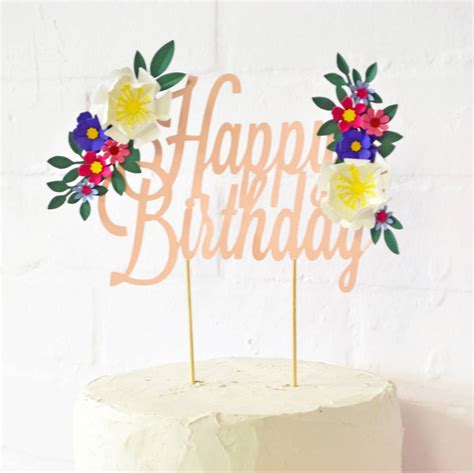 Handmade Happy Birthday Paper Flower Cake Topper By May Contain
