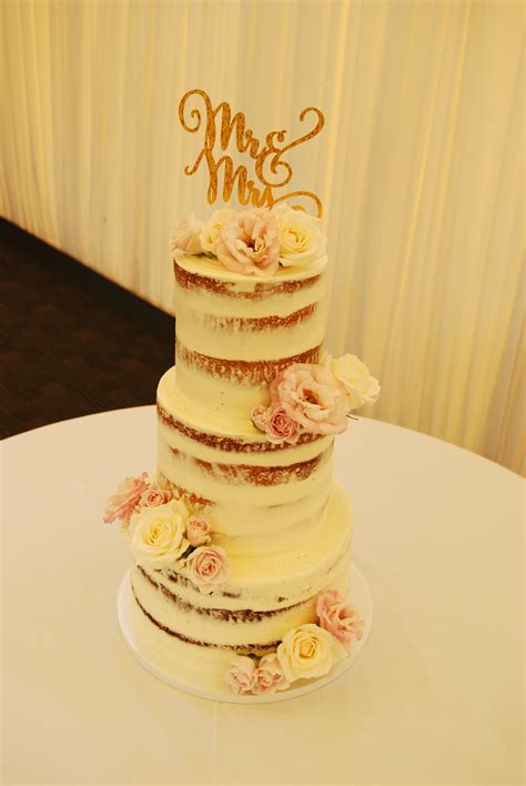 3 Tier Semi Naked Wedding Cake 599 • Temptation Cakes Temptation Cakes
