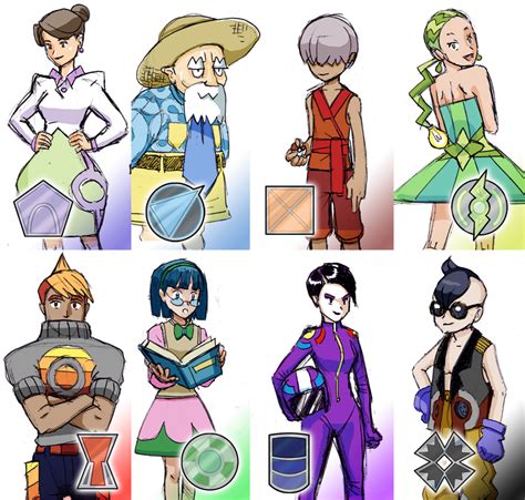 gym leaders and badges by ar bo on deviantart