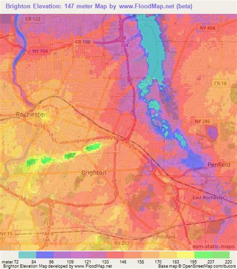 Elevation Of Brightonus Elevation Map Topography Contour