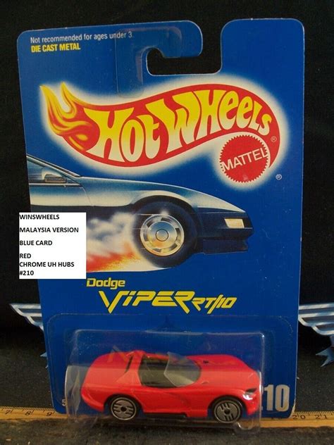 1991 Hot Wheels 210 6 Dodge Viper Rt10 Red Chrm Uh 💰😍💎blue Card Ebay