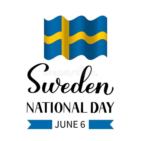 Día Nacional De Suecia Letras A Mano Con Bandera Día Festivo Sueco El
