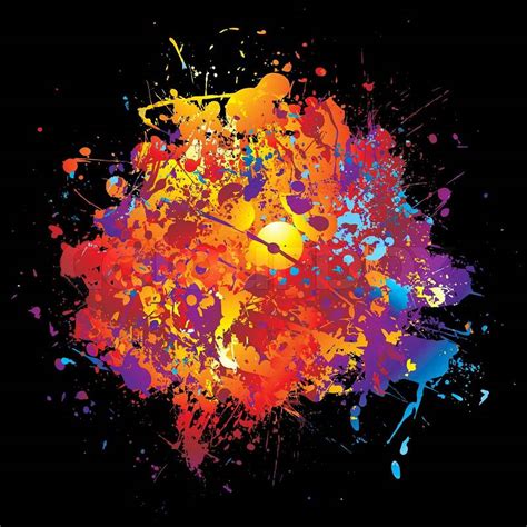Bright Colorful Abstract Rainbow Paint Background With Ink Splats
